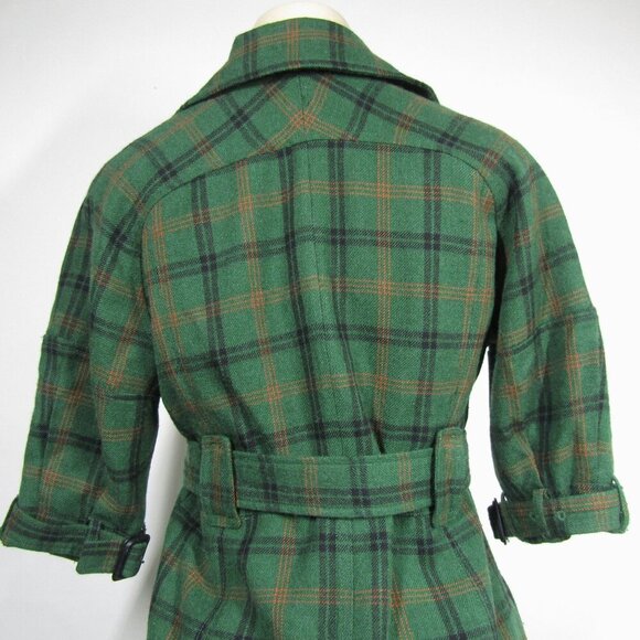 BB DAKOTA Y2K Plaid S Coat Dress Grunge Academia Preppy Green Hilda Tartan - Picture 6 of 13
